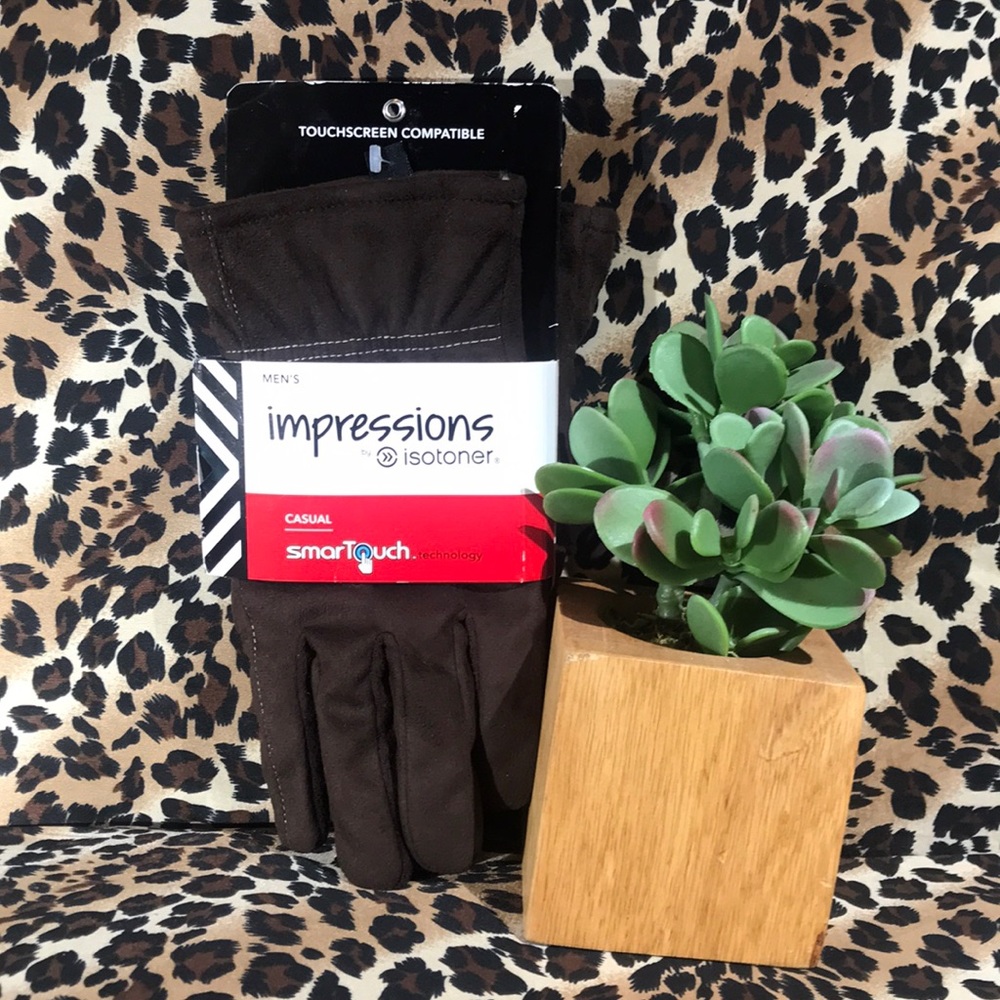 Impressions Men's SmarTouch Faux Suede Gloves L